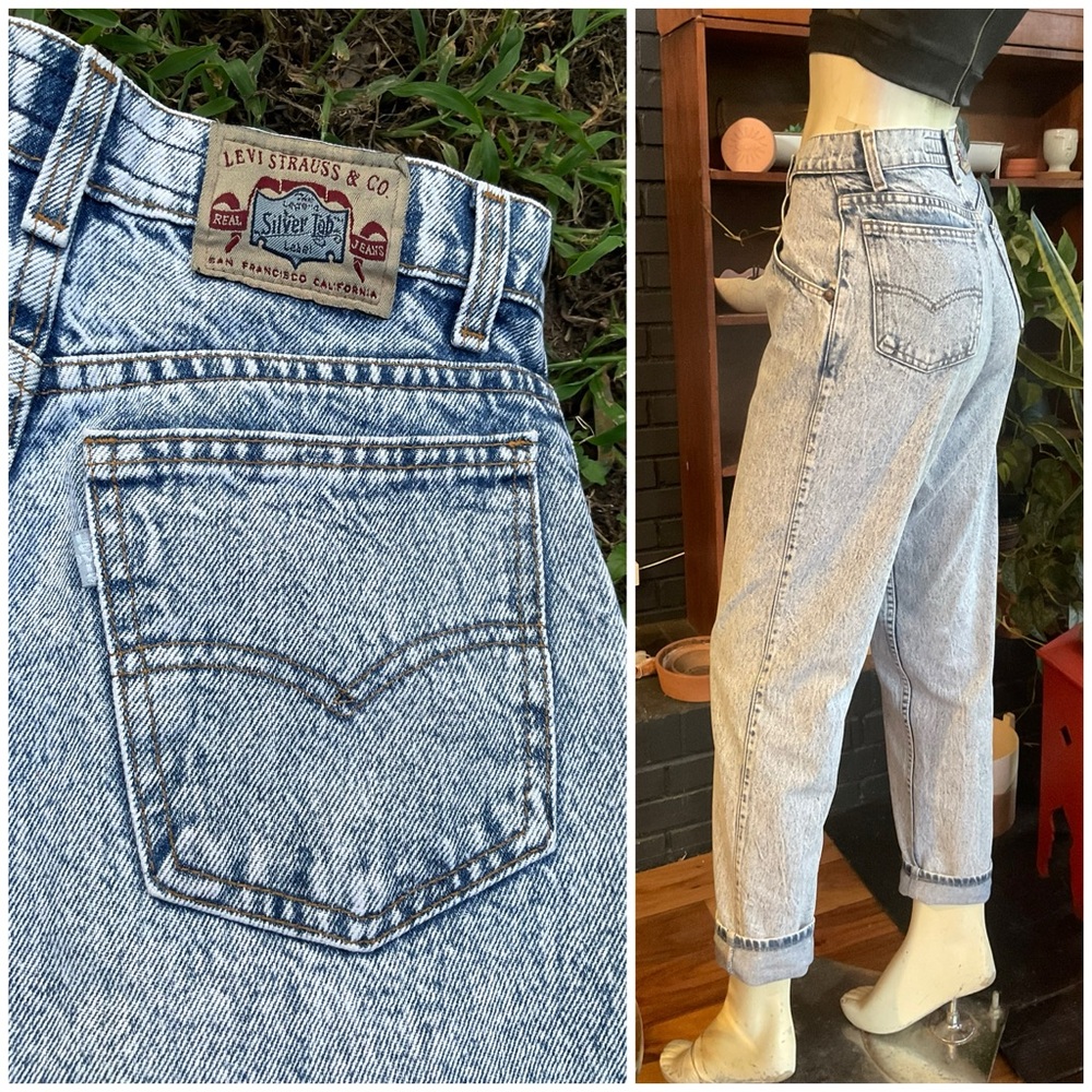 VTG 80s 90s Levis Silver Tab High Waist Stonewashed Tapered Jeans W27 L32